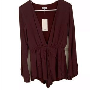 Maroon, long sleeve Tobi Romper NWT